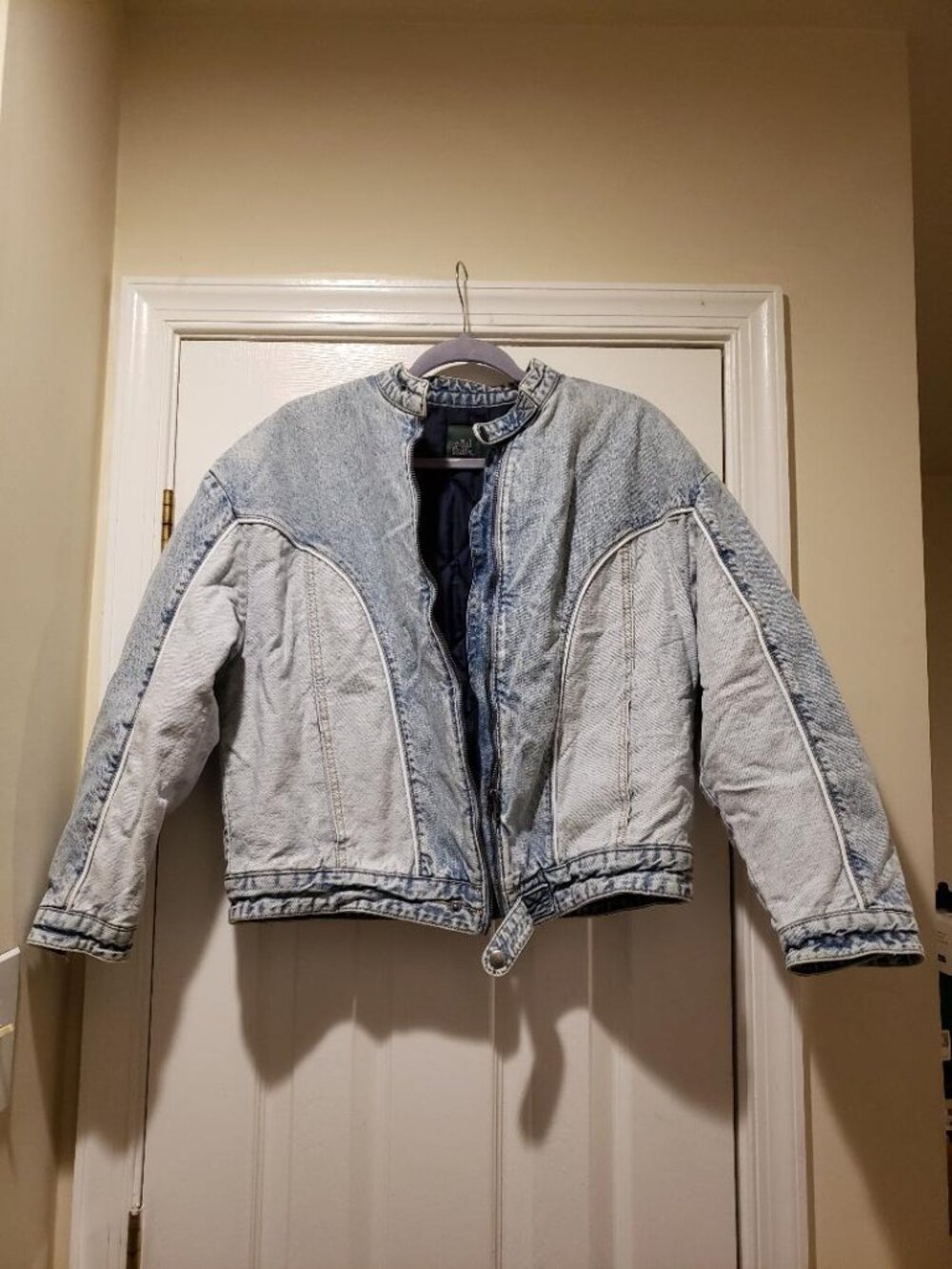 Juniors Small wild fable Light Wash Denim Padded Bomber Jacket